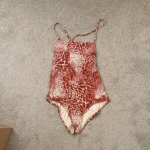 Anthropologie Red and White Swimsuit